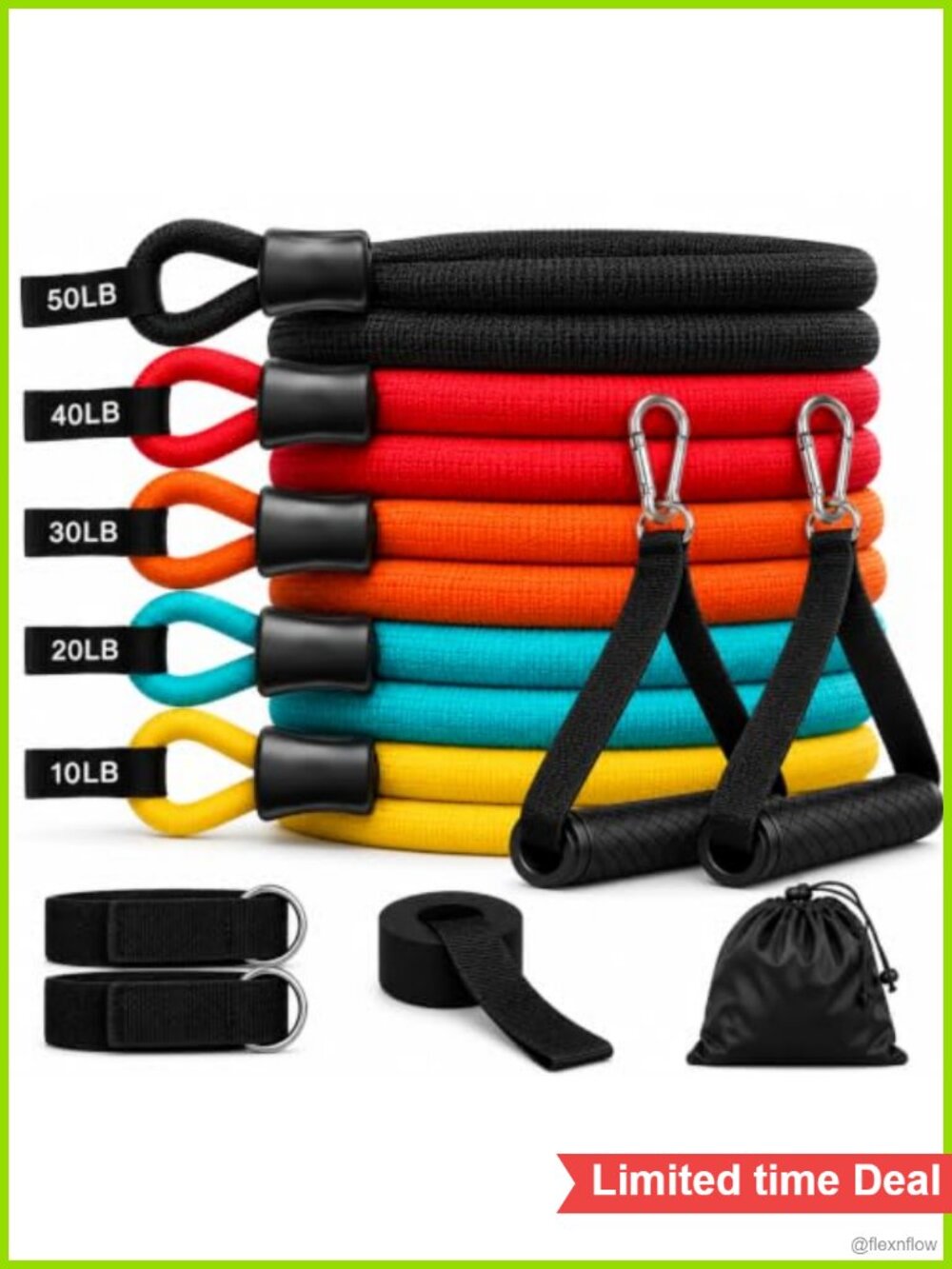 Resistance Bands Set with Handles, 150 LBS 11 PCS Exercise Tubes for Full Body